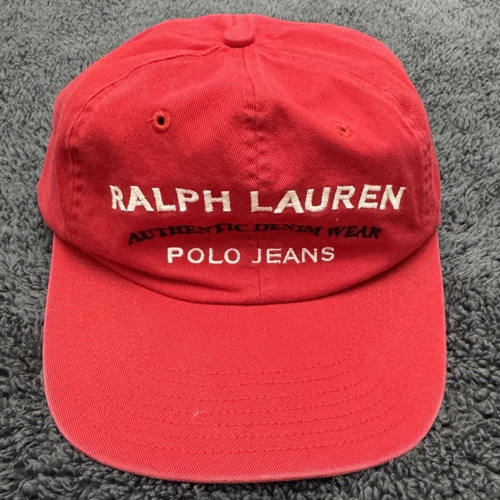 Vintage Polo Jeans Co Ralph Lauren Red Hat Embroidered Baseball Cap One Size